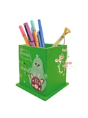 Ahşap Masaüstü Kalemlik Sevimli Avakado Geyik Desenli Yeşil - 1 Adet thumbnail 4