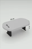 Yan Sehpa Ayarlanabilir Tepsi OVAL Dekoratif Modern Yatay Dikey Koltuk Sehpası KREM - 4