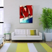 Kadın Silueti, Kırmızı. Mavi ve Beyaz Tonlarda, Kanvas Tablo 50 x 70 - 2