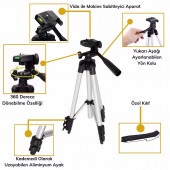 360 Derece Ayarlanabilir Profesyonel Fotoğraf Makinası Tripod 102 cm - 8