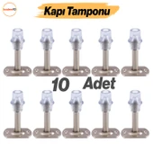 Kapı Stoperi 10 ADET Tamponu Gümüş Krom 8 cm Metal Kapı Durdurucu Tutucu Kapı Altı Üstü Kolu Stopu thumbnail 1