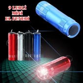 Süper Parlak 9 Ledli Metal Mini El Feneri - 1