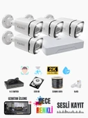 ExitCam 4'lü IP Kamera Seti 5MP 2K+ Sesli + Gece Renkli + 320GB HDD + Cat6 + PoE Switch + NVR - 1
