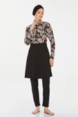 Rozamay 9224 Siyah Tam Boy Lycralı Dijital Desen Tesettür Mayo thumbnail 4
