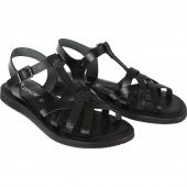 VENÜS 20980208 HAFİF DÜZ TABAN KADIN DERİ SANDALET - 5