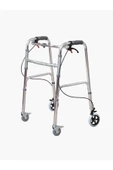 MEDWELT Wipperman Marka Frenli 4 Tekerli Hasta Alüminyum Tekerlekli Walker Yürüteci thumbnail 1