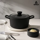 Vento Döküm Titanyum Kaplama Cam Kapaklı Derin Tencere 20x9,5 cm thumbnail 1