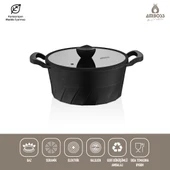 Vento Döküm Titanyum Kaplama Cam Kapaklı Derin Tencere 20x9,5 cm thumbnail 2