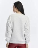 Kadife Love Yourself Desenli Gri Melanj Yumuşak Dokulu Regular Fit Bisiklet Yaka Kadın Sweatshirt - 2