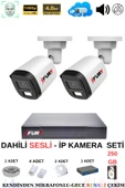 FURY Ip Güvenlik Kamera Seti 2 Kameralı Sesli 4mp Gece Renkli Su Geçirmez Ip5515s 250gb - 2