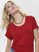 ONLY Bayan Geniş Yaka Basic Tişört 15106662 thumbnail 4