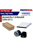 Monreal 3 Accent Era 1.6 Benzinli 2006-2011 Filtre Seti (Hava-Yağ-Polen) - -WUNDER - 1