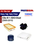 Monreal 4 Clio III 1.5 DCI (2005-2010) Filtre Seti (Hava-Yağ-Yakıt-Polen) - - 1