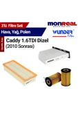 Monreal 3 Caddy 1.6 TDI Dizel (2010 Sonrası) Filtre Seti (Hava-Yağ-Polen) - - 1