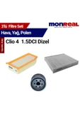 Monreal 3P Clio 4 1.5DCI Dizel Filtre Seti (Hava-Yağ-Polen) - - 1