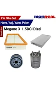 Monreal 4 Megane 3 1.5DCI Dizel Filtre Seti (Hava-Yağ-Yakıt-Polen) - - 1