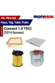 Monreal 4 Ford Connect 1.8 TDCI 201 Sonrası Filtre Seti (Hava-Yağ-Yakıt-Polen) - 1