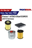 Monreal 4 Focus 1.6TDCI Dizel EURO5 2015 Sonrası Filtre Seti (Hava-Yağ-Yakıt-Polen)- - 1