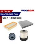 Monreal 4 Clio  1.5DCI Dizel Filtre Seti (Hava-Yağ-Yakıt-Polen) - - 1