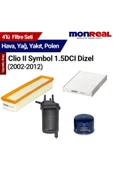 Monreal 4 Clio II Symbol 1.5 DCI (2002-2012) Filtre Seti (Hava-Yağ-Yakıt-Polen) - - 1
