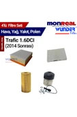 Monreal 4 Trafic 1.6 DCI 201 Sonrası Filtre Seti (Hava-Yağ-Yakıt-Polen) -WUNDER - 1