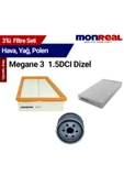 Monreal 3P Megane 3 1.5DCI Dizel Filtre Seti (Hava-Yağ-Polen) - - 1