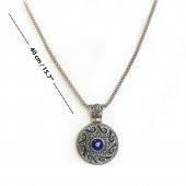 Kesme Nazar Boncuklu 40 cm Zincirli Gümüş Kolye - 4