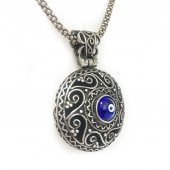 Kesme Nazar Boncuklu 40 cm Zincirli Gümüş Kolye - 5