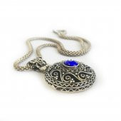 Kesme Nazar Boncuklu 40 cm Zincirli Gümüş Kolye - 6