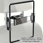 Polham 4.7 İnch ve 12.9 İnch Uyumlu Araç Arka Koltuk İçin Telefon ve Tablet Tutucu, 360 Derece Dönebilen Tablet Tutucu thumbnail 1