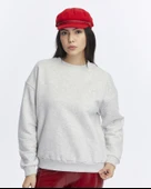 Kadife True Self Love Desenli Gri Melanj Yumuşak Dokulu Regular Fit Bisiklet Yaka Kadın Sweatshirt - 2