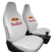 Beyaz Red Bull Oto Koltuk Kılıfı Takımı Sportif Model, Tüm Araçlara Uygun Universal Set - 2
