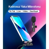 K11 Type-C Android Youtube Tiktok Yayın Kablosuz Yaka Mikrofonu thumbnail 4