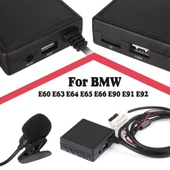Bmw E60 E63 E65 E90 E91 E92 ile Uyumlu Bt 5.0 Mikrofonlu Aux Adaptörü Sku9  Usb Tf Kart Girişi - 1