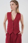 6709 Yelek Pantolon İkili Takım - Bordo - 4