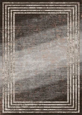 Baskılı Halı Siyah Gri Çizgiler Desenli Kaymaz Taban Saçaklı Modern Dekoratif Makinada Yıkanabilir - 5