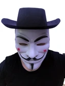 Nessiworld  Siyah Renkli Delikli Çocuk Boy Vendetta Şapkası ve Vendetta Maskesi - 1