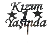 Nessiworld  Kızım 1 Yaşında İlk Yaş Doğum Günü Partisi Pleksi Pasta Süsü Gümüş Renk thumbnail 1