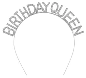 Nessiworld    Gümüş Renk Kristal Taşlı Parlak Birthday Queen Yazılı Kraliçe Taç 16x17 cm thumbnail 2