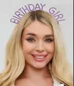 Nessiworld  Mor Renk Kristal Taşlı Parlak Birthday Girl Yazılı Taç 16x17 cm thumbnail 2