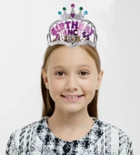 Nessiworld  GümüşRenkTaçÜzeriPembeBirthdayPrensesYazılıÇocukPartiTacı11X12cm thumbnail 2