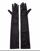 Nessiworld    Siyah Renk Likralı Dirseğe Kadar Uzun Kumaş Eldiven 40 cm thumbnail 4