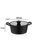Vento Döküm Titanyum Kaplama Cam Kapaklı Derin Tencere 24x11 cm - 4