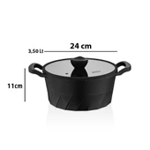 Vento Döküm Titanyum Kaplama Cam Kapaklı Derin Tencere 24x11 cm thumbnail 4