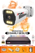 FURY 1 li Sesli 6 Warm Led Gece Renkli Görüş Su Geçirmez Güvenlik Kamerası Seti 250GB - 1