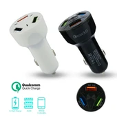3 Usb Qualcomm Quick QC 3.0 7A Hızlı Araç Şarj Aleti Cihazı - 3