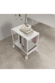 Lagomood Ella Çalışma Masa Takımı 120cm Ella Tekerlekli Sehpa Beyaz - 4