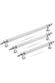 Tuana Rustik Alüminyum Metal Lüks Modern Mobilya Çekmece Mutfak Dolabı Kulpu Beyaz-Krom 192mm - 4