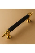 Tuana Rustik Alüminyum Metal Lüks Modern Mobilya Çekmece Mutfak Dolabı Kulpu Siyah-Altın 160mm (5 Adet) - 4