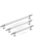 Tuana Rustik Alüminyum Metal Lüks Modern Mobilya Çekmece Mutfak Dolabı Kulpu Beyaz-Krom 96mm (5 Adet) - 2